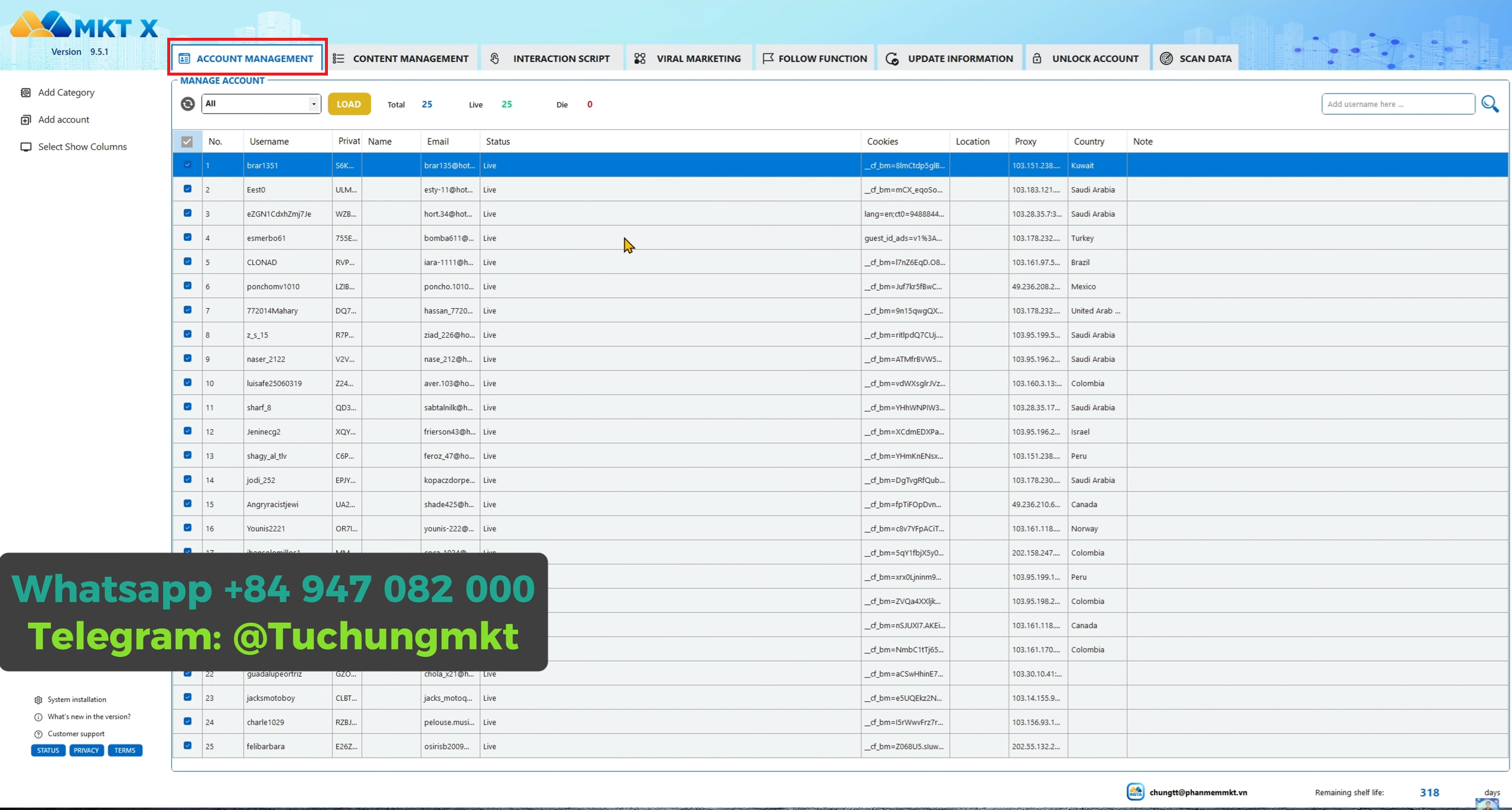 Account Management X